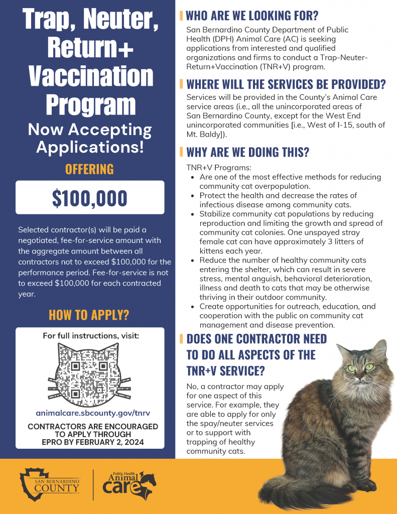 Trap, Neuter, Return+ Vaccination Program flyer